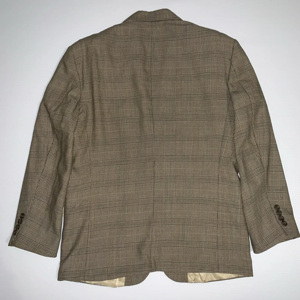 VTG Oscar De La Renta Men's 38S Glen Plaid Wool Sport Coat Lined Blazer Preppy